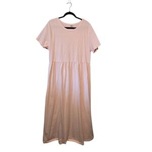 Vintage 90s 100% Cotton Maxi Dress Women's XL Pink Modest Boho Coquette Tradwife